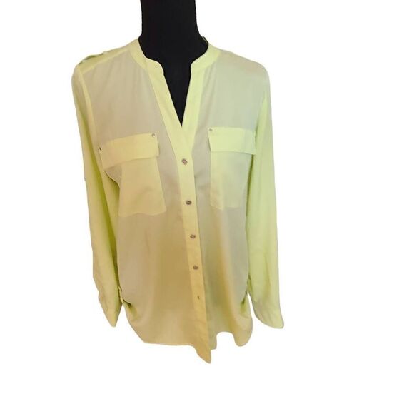 Calvin Klein Women's Button Front Shirt Long Sleeve Relaxed Fit Small - Picture 1 of 13